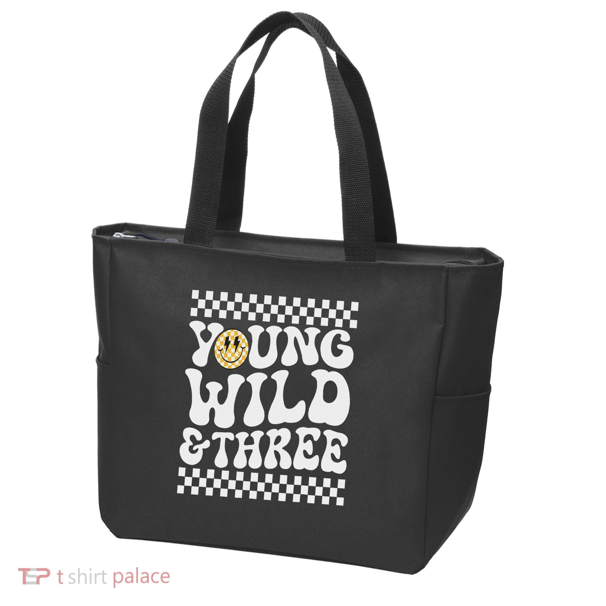 Young Wild And Three 3rd Birthday Boy Happy Dude Tote Bag