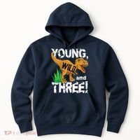 Young Wild And Three (3) Dinosaur Trex Birthday Boy Hoodie thumb 0