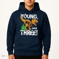 Young Wild And Three (3) Dinosaur Trex Birthday Boy Hoodie thumb 2