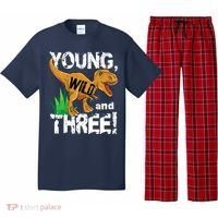 Young Wild And Three (3) Dinosaur Trex Birthday Boy Pajama Set thumb 0