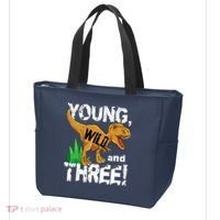 Young Wild And Three (3) Dinosaur Trex Birthday Boy Tote Bag thumb 3