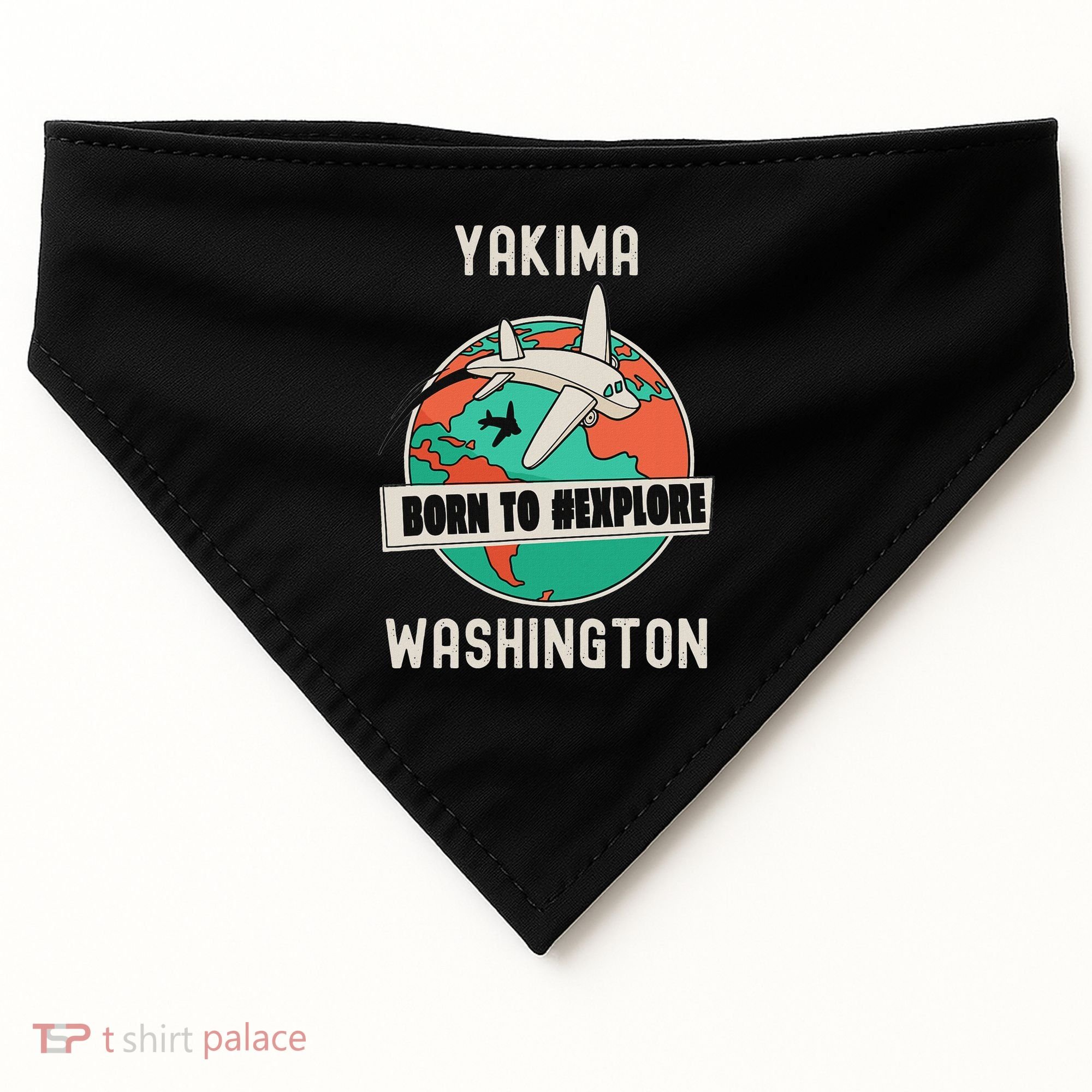 Yakima Washington Born To Explore Travel Lover USA-Made Doggie Bandana