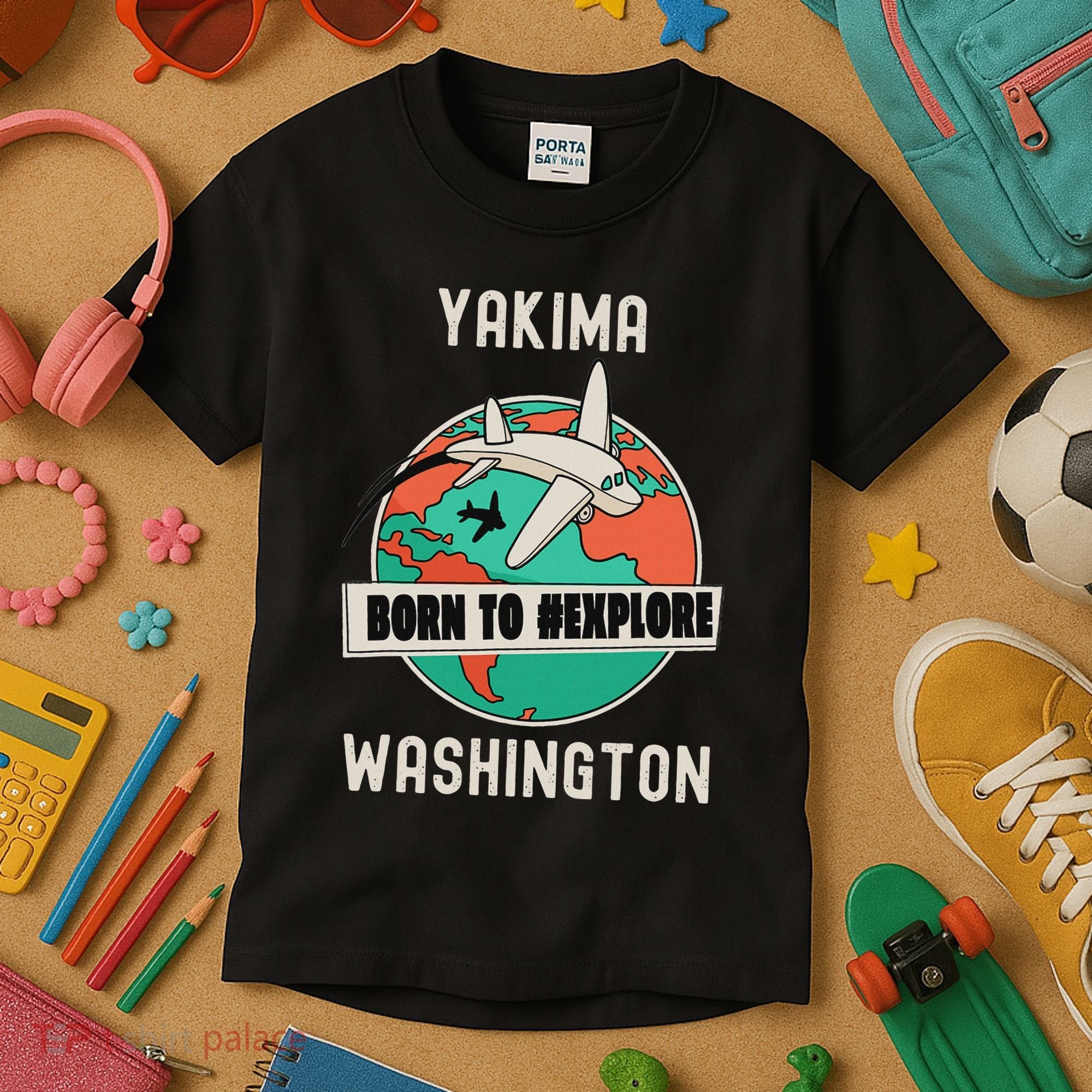Yakima Washington Born To Explore Travel Lover Kids T-Shirt
