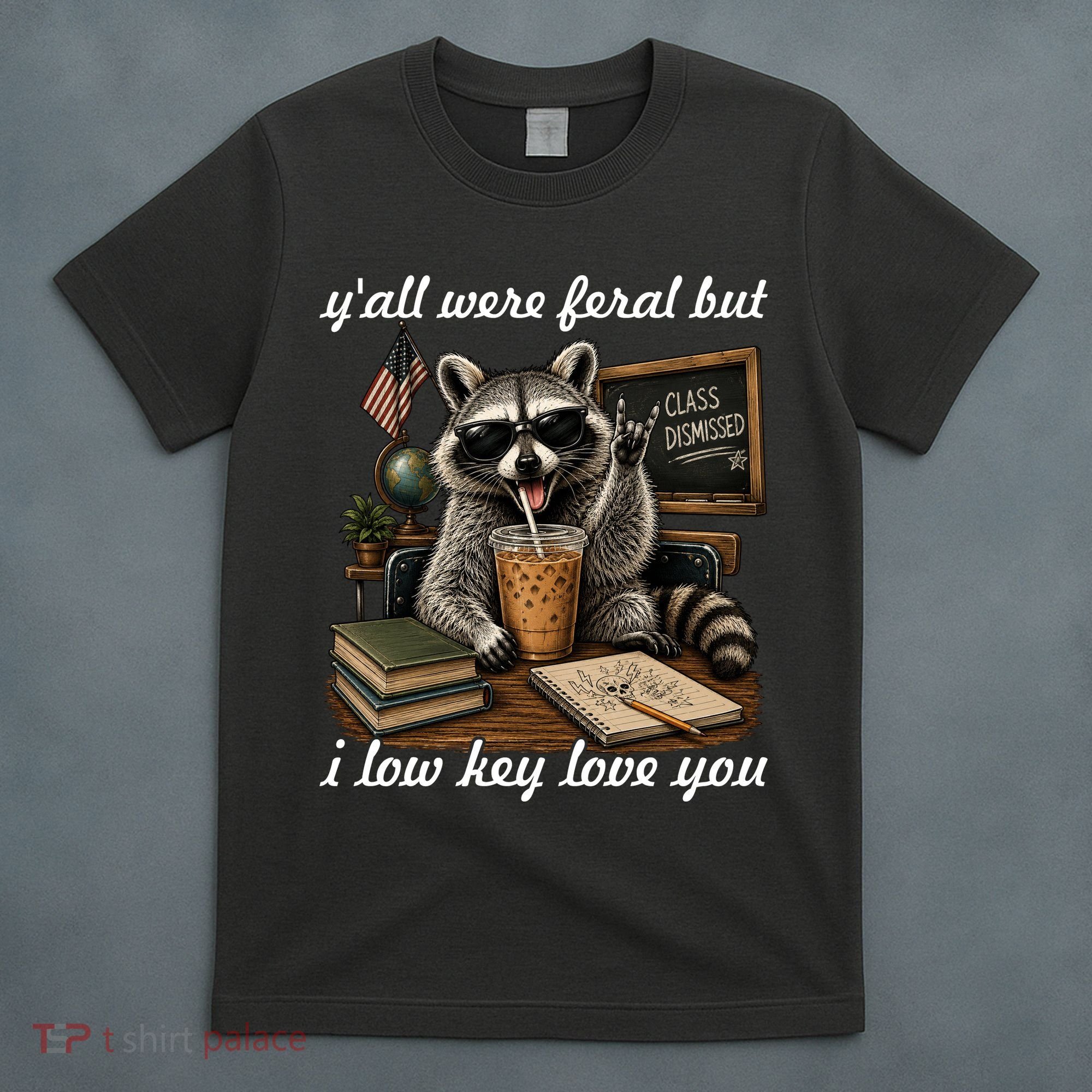Yall Were Feral But I Low Key Love You Funny Raccoon T-Shirt