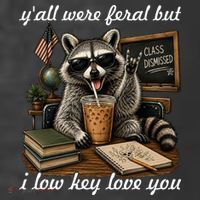 Yall Were Feral But I Low Key Love You Funny Raccoon T-Shirt thumb 5