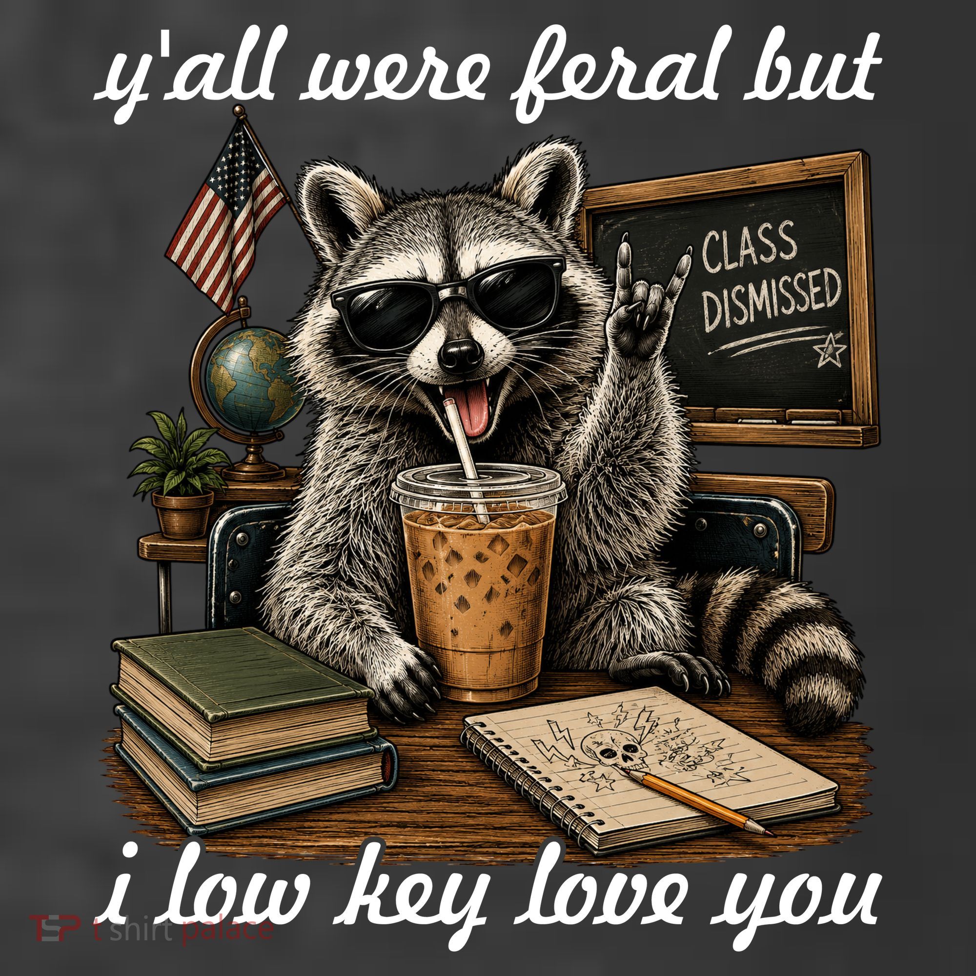 Yall Were Feral But I Low Key Love You Funny Raccoon T-Shirt