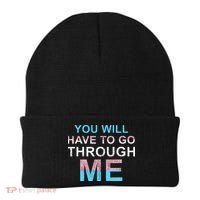 You Will Have To Go Through Me Lgbtq Ally Statrement Beanie thumb 0