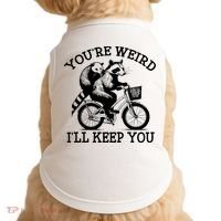 You’re Weird I'll Keep You Funny Meme Racoon Bicycle Retro Doggie Tank thumb 0