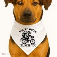You’re Weird I'll Keep You Funny Meme Racoon Bicycle Retro USA-Made Doggie Bandana thumb 1