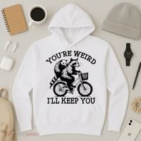 You’re Weird I'll Keep You Funny Meme Racoon Bicycle Retro Hoodie thumb 3