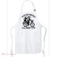 You’re Weird I'll Keep You Funny Meme Racoon Bicycle Retro Apron thumb 0