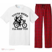 You’re Weird I'll Keep You Funny Meme Racoon Bicycle Retro Pajama Set thumb 0