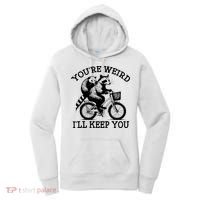 You’re Weird I'll Keep You Funny Meme Racoon Bicycle Retro Women's Hoodie thumb 0