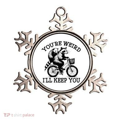 You’re Weird I'll Keep You Funny Meme Racoon Bicycle Retro Ornament