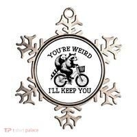You’re Weird I'll Keep You Funny Meme Racoon Bicycle Retro Ornament thumb 0