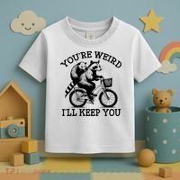 You’re Weird I'll Keep You Funny Meme Racoon Bicycle Retro Toddler T-Shirt thumb 3