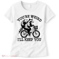 You’re Weird I'll Keep You Funny Meme Racoon Bicycle Retro Women's T-Shirt thumb 0