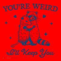You’Re Weird I’Ll Keep You Funny Raccoon And Possum Santa Hat thumb 1