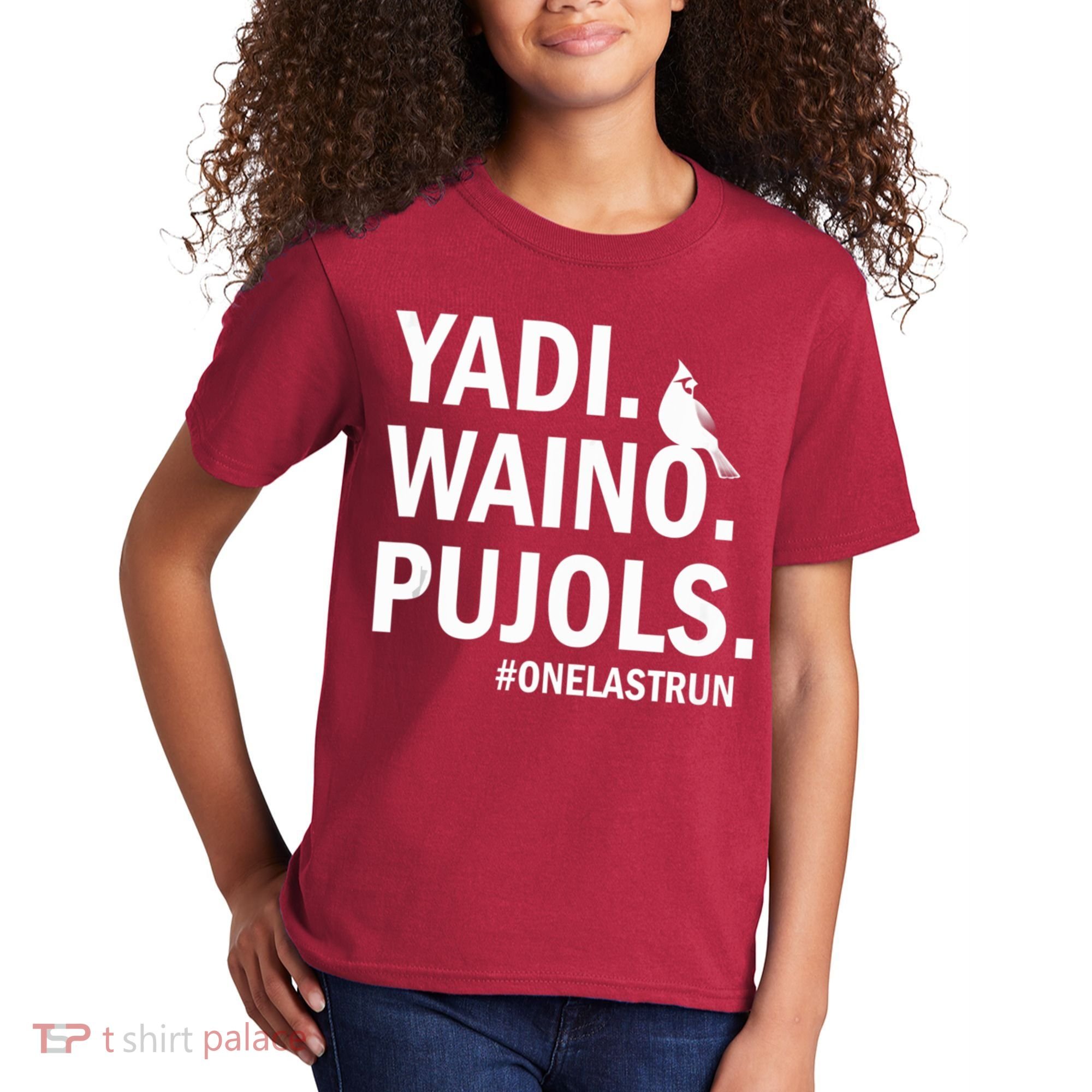 Yadi Waino Pujols #Onelastrun Baseball Softball Kids T-Shirt