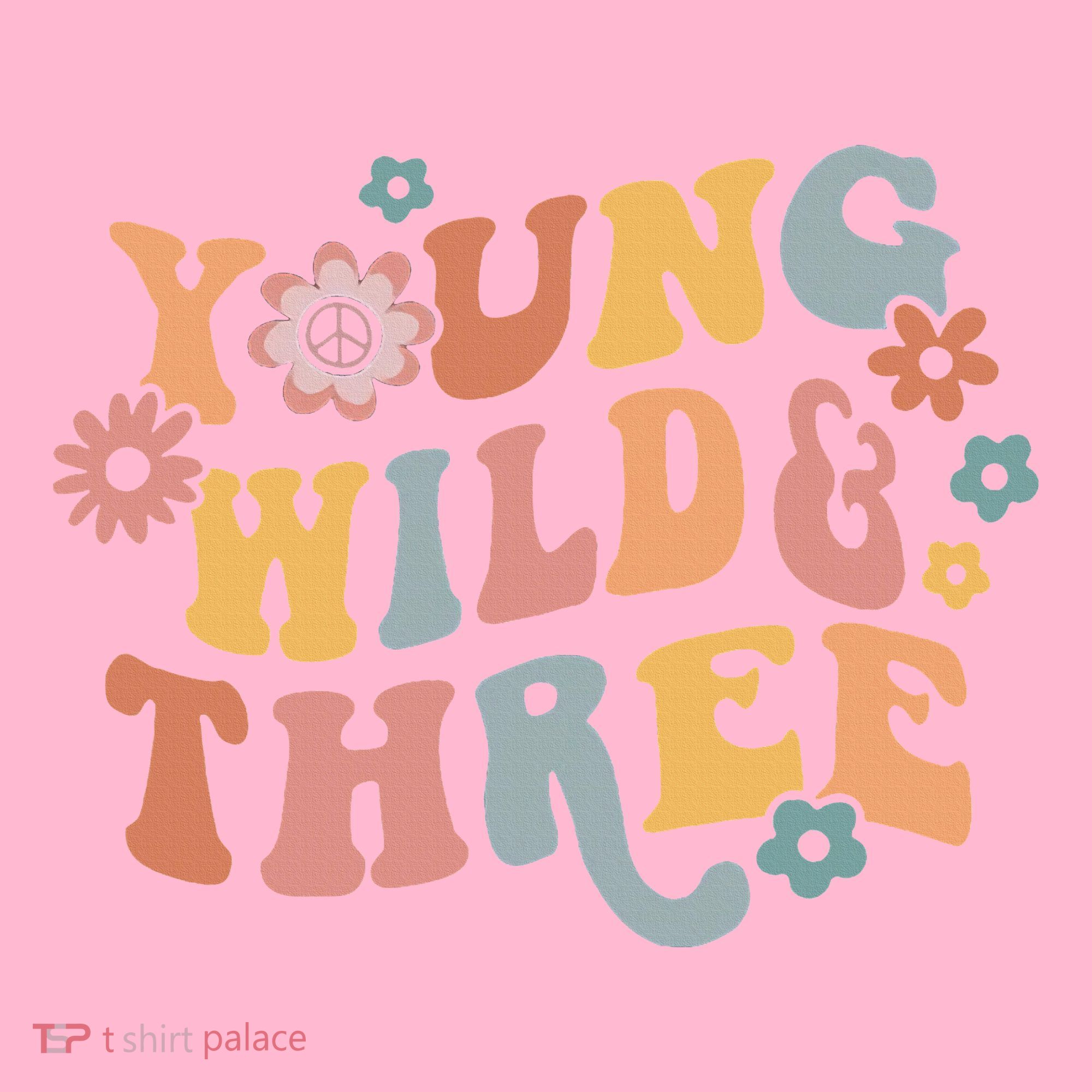 Young Wild & Three Retro Groovy 3rd Birthday Coaster