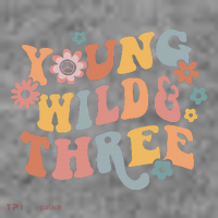 Young Wild & Three Retro Groovy 3rd Birthday Toddler Hoodie thumb 2