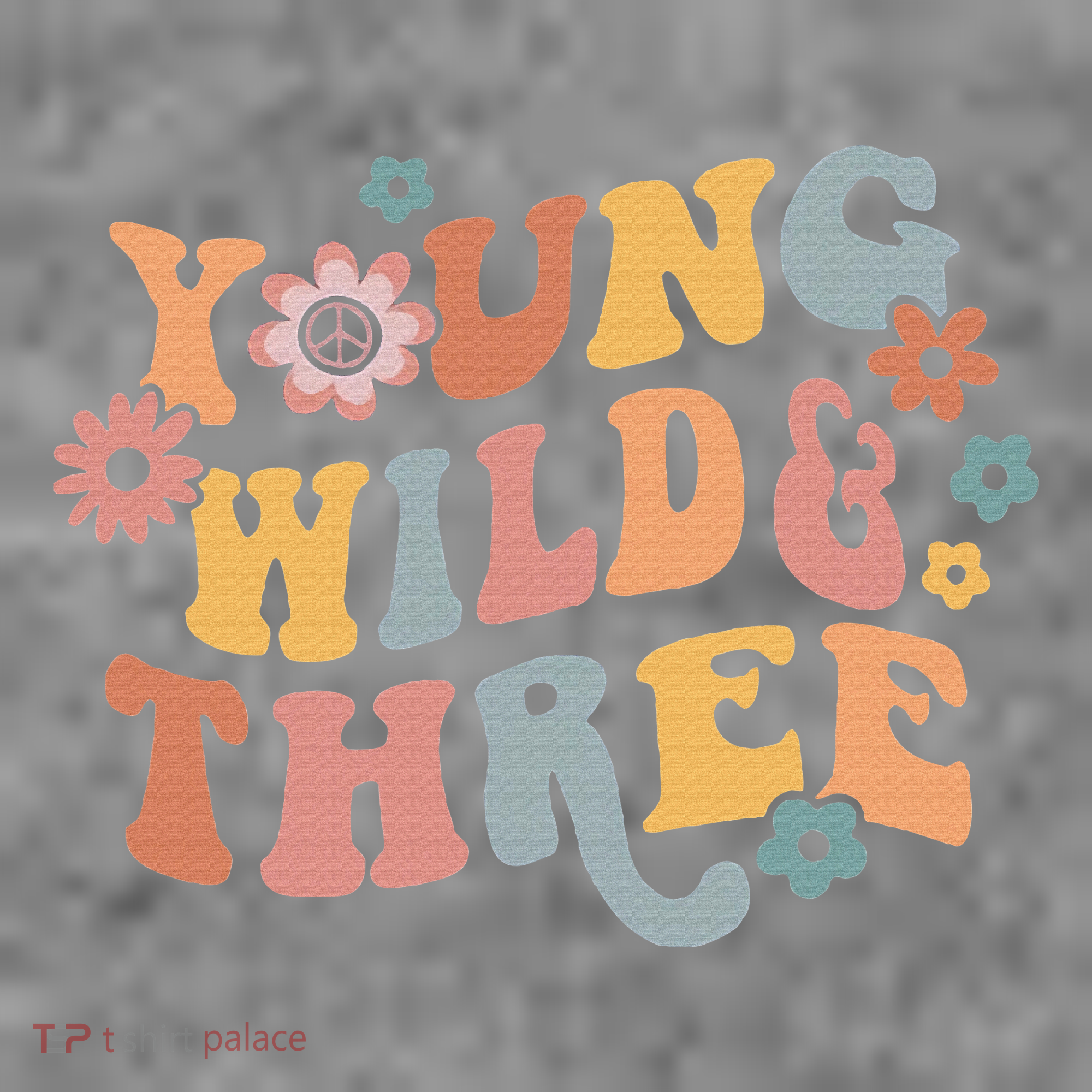 Young Wild & Three Retro Groovy 3rd Birthday Toddler Hoodie