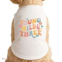Young Wild & Three Retro Groovy 3rd Birthday Doggie Tank thumb 0