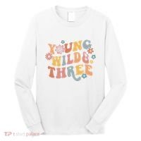 Young Wild & Three Retro Groovy 3rd Birthday Long Sleeve Shirt thumb 0