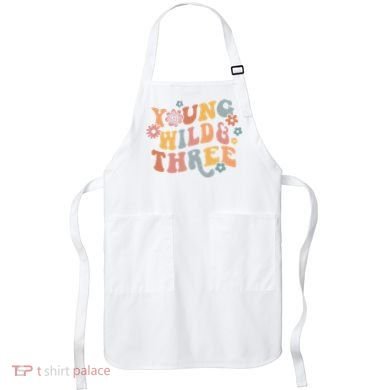 Young Wild & Three Retro Groovy 3rd Birthday Apron