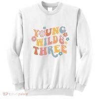 Young Wild & Three Retro Groovy 3rd Birthday Sweatshirt thumb 0