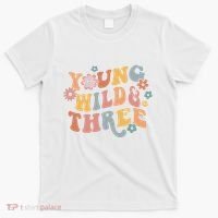 Young Wild & Three Retro Groovy 3rd Birthday T-Shirt thumb 0