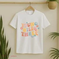 Young Wild & Three Retro Groovy 3rd Birthday T-Shirt thumb 2