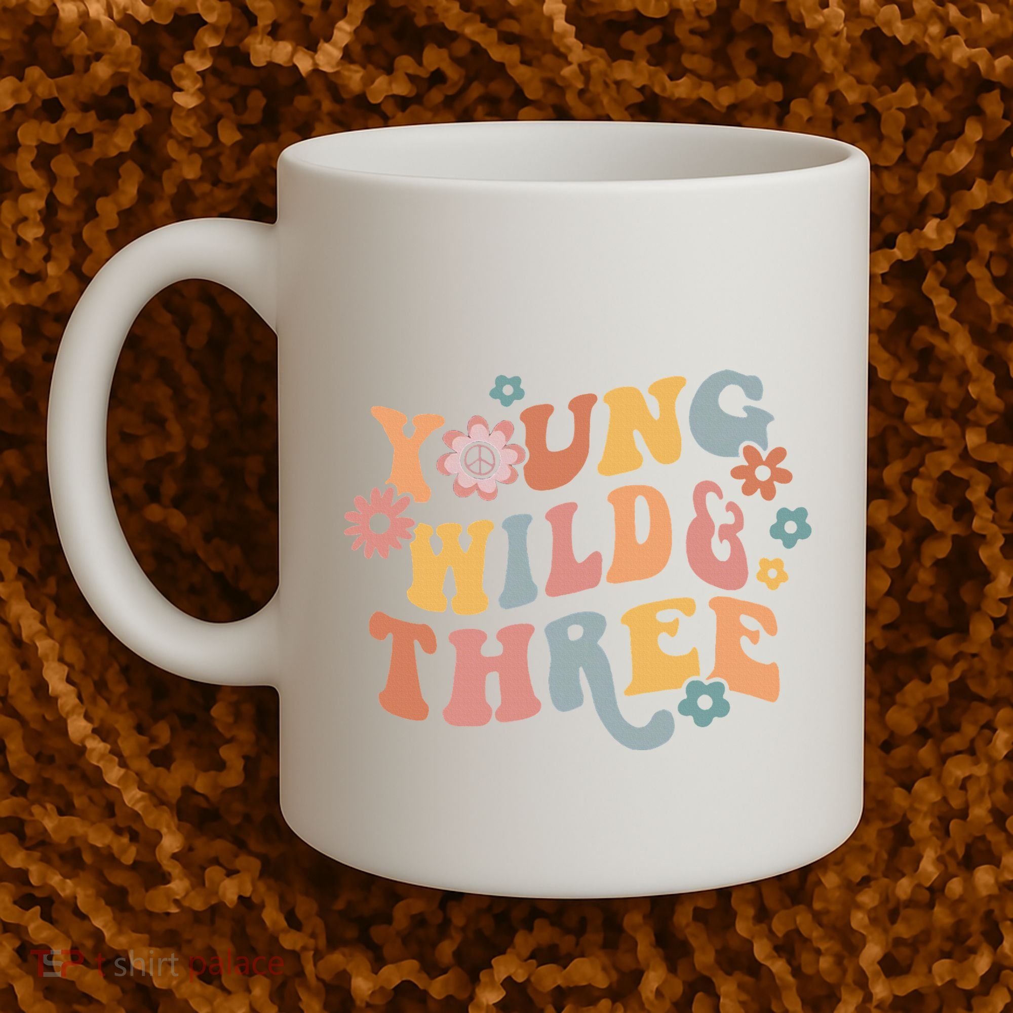 Young Wild & Three Retro Groovy 3rd Birthday Coffee Mug