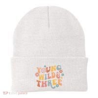 Young Wild & Three Retro Groovy 3rd Birthday Beanie thumb 0