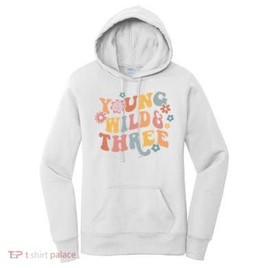 Young Wild & Three Retro Groovy 3rd Birthday Women's Hoodie