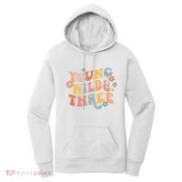 Young Wild & Three Retro Groovy 3rd Birthday Women's Hoodie thumb 0
