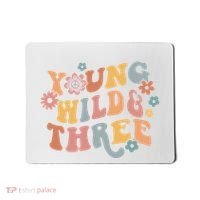Young Wild & Three Retro Groovy 3rd Birthday Mousepad thumb 0