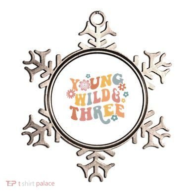 Young Wild & Three Retro Groovy 3rd Birthday Ornament