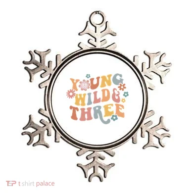 Young Wild & Three Retro Groovy 3rd Birthday Ornament