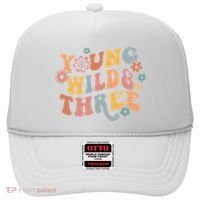Young Wild & Three Retro Groovy 3rd Birthday Hat thumb 0