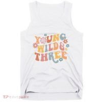 Young Wild & Three Retro Groovy 3rd Birthday Tank Top thumb 0