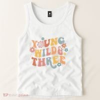 Young Wild & Three Retro Groovy 3rd Birthday Tank Top thumb 2