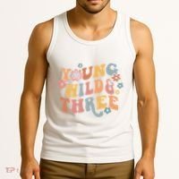 Young Wild & Three Retro Groovy 3rd Birthday Tank Top thumb 3