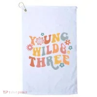 Young Wild & Three Retro Groovy 3rd Birthday Golf Towel thumb 0