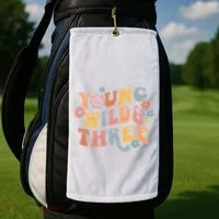 Young Wild & Three Retro Groovy 3rd Birthday Golf Towel thumb 2