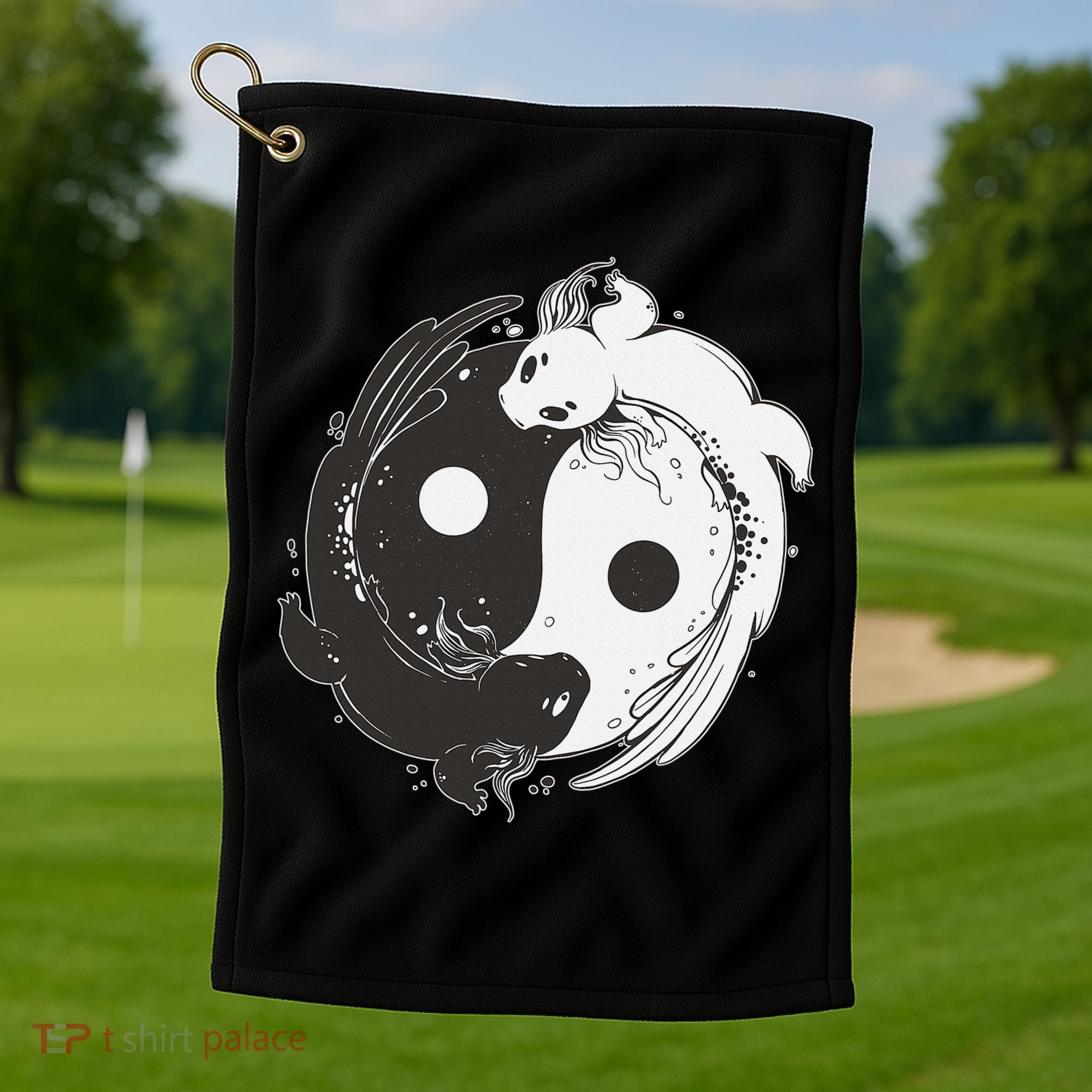 Yin Yang Axolotls  Zen Axolotl Meditation Yoga   Golf Towel