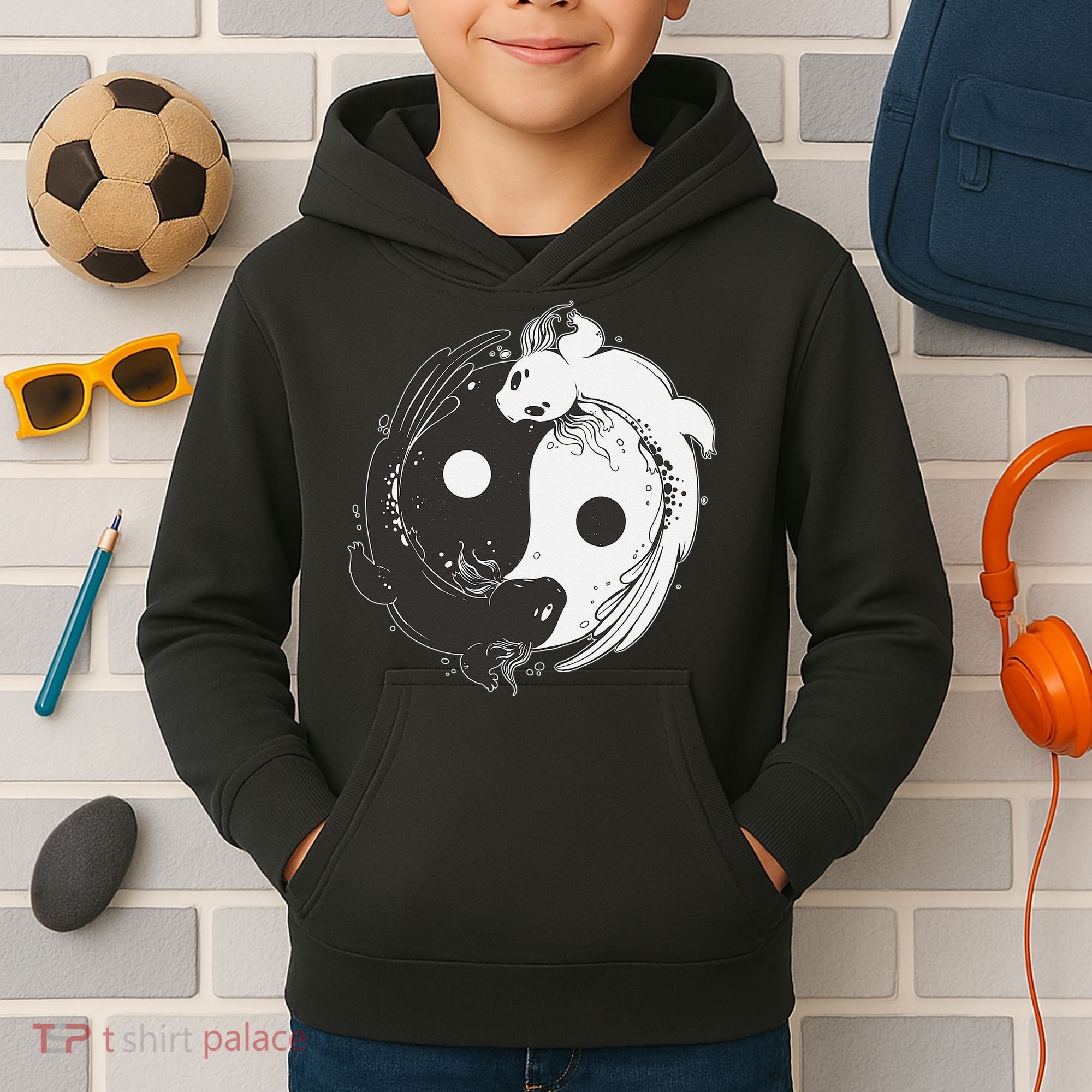 Yin Yang Axolotls  Zen Axolotl Meditation Yoga   Kids Hoodie
