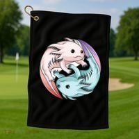 Ying Yang Axolotls Golf Towel thumb 1