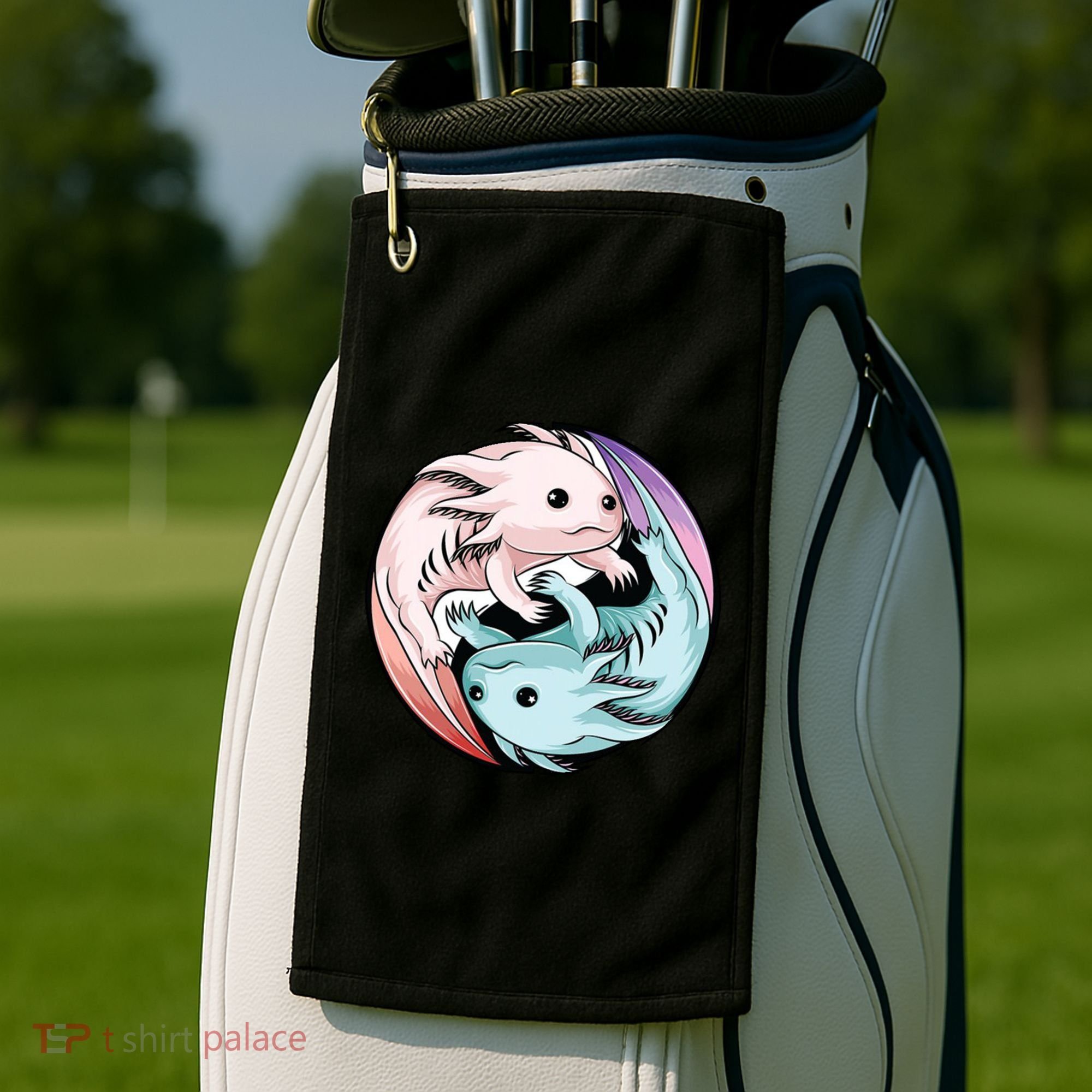 Ying Yang Axolotls Golf Towel
