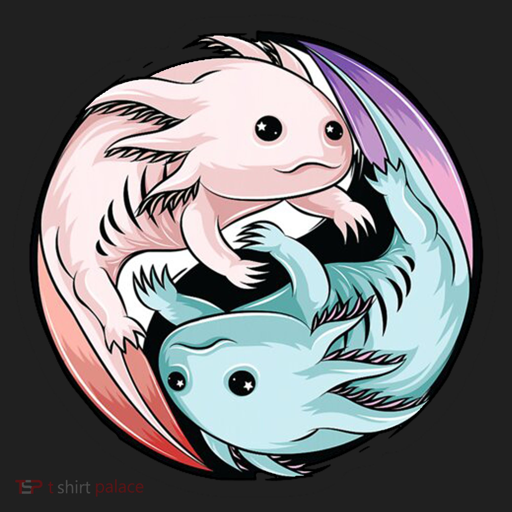 Ying Yang Axolotls Golf Towel